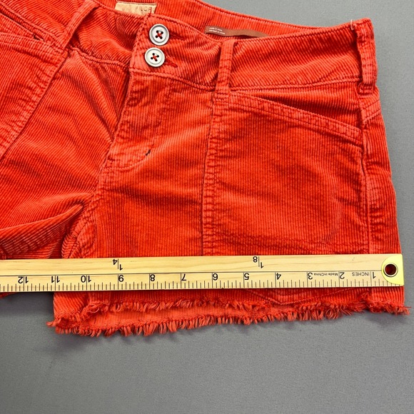 Pilcro Corduroy Shorts Raw Hem Orange Pockets Casual Summer Sz 26 Fits 30" Boho - Picture 4 of 10